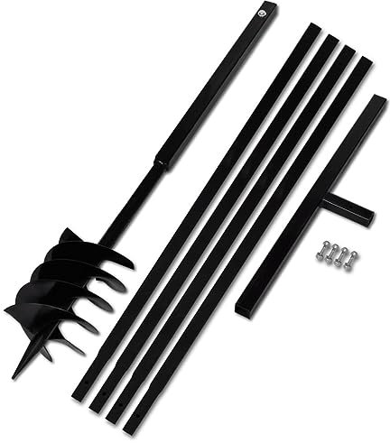 Homgoday Trapano da Terra con Manico 180 mm con Tubo di prolunga Acciaio 5 m, Attrezzi da Terreno, Trapano a Spirale Giardino, Trivella a Mano Trapano a Mano Attrezzi Trivella per Trapano