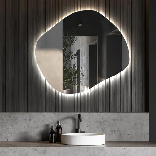 Artforma Badspiegel 64x54 cm Asymmetrisch ROM221 x53, LED, Ohne Rahmen | Asymmetrischer Spiegel, 64x54, Led Spiegel Bad, Unregelmäßiger Form, Badezimmerspiegel Nach Maß, Modernes Design, Ohne Rahmen