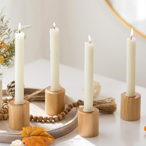 Candelabros de madera, decoración bohemia, 4 piezas de madera cónica para centro de mesa, decoración del hogar, Adviento, Navidad, boda