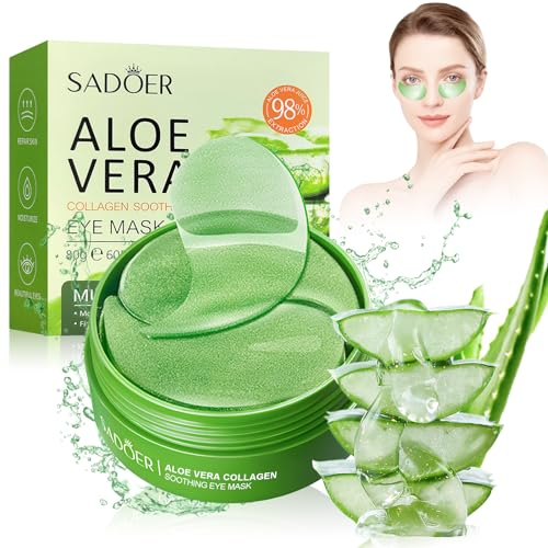 30 Paia Patch Occhi, Maschera Occhi di Aloe Vera, Collagene Patch Occhi, Rimuovi Borse e Puffiness, Maschera Per Gli Occhi Idratante All'Acido Ialuronico, Migliora Rughe, Contorno Occhi Idratante