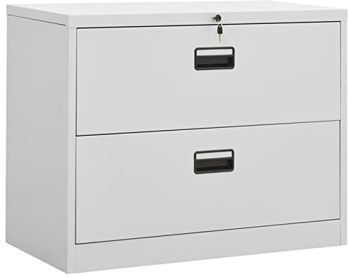 Generisch Robuster Aktenschrank aus Metall, 90 x 46 x 72,5 cm, Stahlschrank mit Verriegelung für sichere Ablage und Aufbewahrung