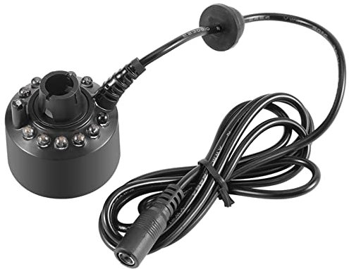 Riuulity 12 LED-Nebelgenerator mit Buntem, Wechselndem Licht für Teich und Wassertank mit 110–240 V US-Stecker, Luftbefeuchter für Wasserspiel (EU-Stecker 220 V)