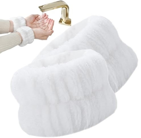 Muñequeras de lavado facial, toallas de muñeca esponjosas | Bandas de muñeca de microfibra de forro polar coral con correas ajustables – Banda de sudor para hombres, mujeres, tenis, baloncesto, correr