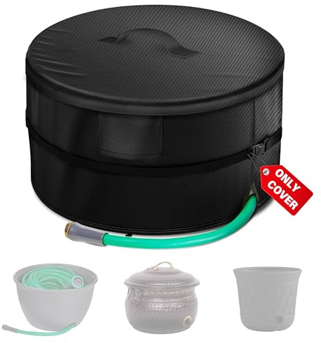 Bethshaya Garden Hose Storage Pot Cover, Protective All-Weather Shield Against Sun/Rain/Snow/Sandstorms – Extends Life of Hose Storage Pot & Hose（Cover Only）