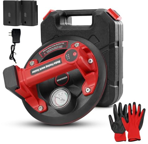 DEWINNER Ventose elettriche in vetro da 20,3 cm con 2 batterie da 3000 mAh, carico massimo 199,6 kg, ventose resistenti per sollevare vetro, piastrelle e mobili