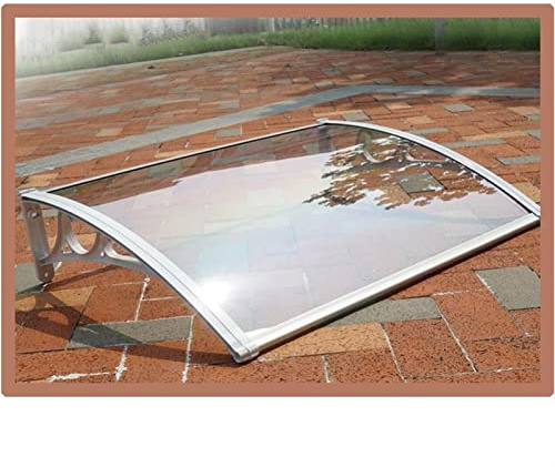 Tettoia per finestra del patio, tenda da sole per porta d'ingresso in policarbonato impiombato, copertura insonorizzata trasparente grondaia per ingresso esterno protezione solare, protezione dalla l