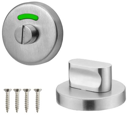 Gudalea Set di rosette per WC in acciaio inox con indicatore di occupazione, serratura girevole per porta WC, per bagno e porta WC