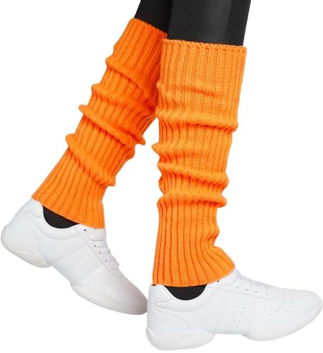 Hatstar Sexy Damen Beinstulpen | Neon Strümpfe Strick-Stulpen | Mädchen Beinwärmer | Accessoire für 80er Jahre 80s Motto Partys Fasching Karneval | für Tanzen Aerobic Kostüm