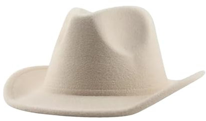 Cowboyhüte für Damen, Fedora-Hut mit breiter Krempe, Jazzmütze, Westernhut, beige, 6 7/8-7 1/8