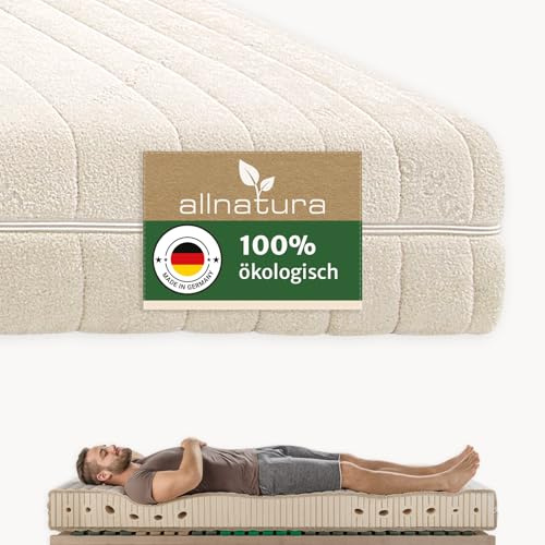 allnatura Colchón de látex natural Supra-Comfort – Colchón ortopédico 90 x 200 cm, mediano (H3), altura: 16 cm, sistema de apoyo de 7 zonas, fabricado en Alemania con 100% caucho natural, funda