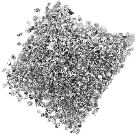 ULDIGI Glitzer Bastelset Zerstoßene Glasfragmente 1 Beutel 200g Silber 1-3mm Selbstgemacht Epoxidharz Nagelkunst Sprühglitzer Kreativmaterial