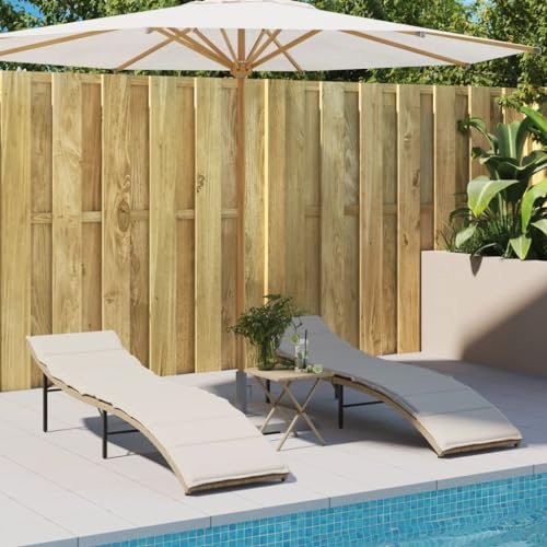 Xichuzi Sonnenliegen 2 STK. mit Auflagen Beige Poly Rattan, Gartenliege, Liegestuhl, Sonnenstuhl, Sonneninsel Outdoor, Liegen, Gartenmöbel, Bäderliege, Relaxliege - 3277304