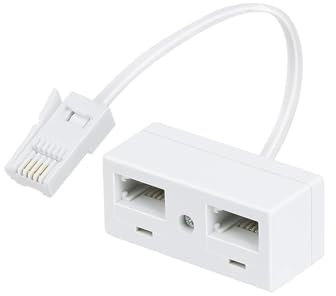 BT Telephone Splitters 2 Way Sockets Splitter, UK RJ11 BT Plug Male to 2 Female, White Double Phone Socket Adaptor for UK Landline Telephone, FAX, Modem, Cable Adapter, Converter