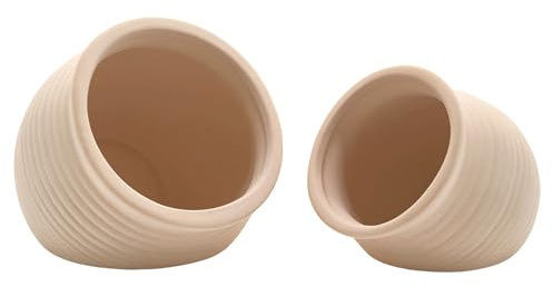 M2cbridge Pottery Ceramic Jar Natural Clay Vase Cichlid Small Fish Shrimp to Play Hide Breed Habitat(Creamy Clay, 2pcs)