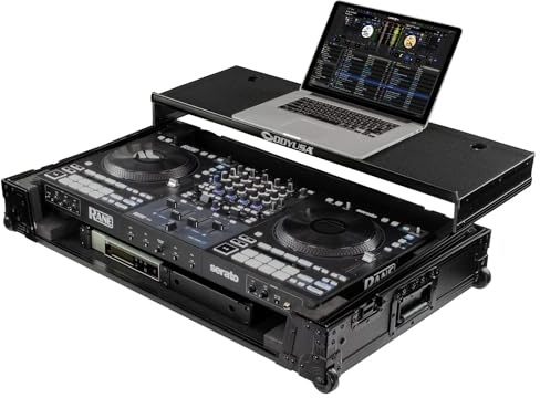 ODYSSEY Rane Four I-Board Flight Case mit Glide Style Laptop Plattform und Rollen
