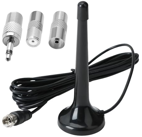 DAB Antenne, Radio Antenne mit Magnetfuß, Digitale UKW FM Teleskopantenne, 3m Verlängerungskabel, 75 Ohm, Inklusive Adapter, Geeignet für Heimstereo AV Receiver, Stereoanlage, DAB+ Radio Tuner