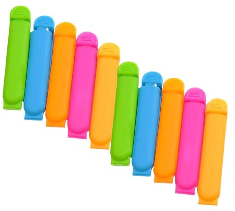 QUXVUIS 7 cm 10 Stück Verschlussklammern Snackbeutel Brotversiegeler Aufbewahrungsklemme Bunte Zuhause Siegel Zubehör Geschenke Farbe zufällig