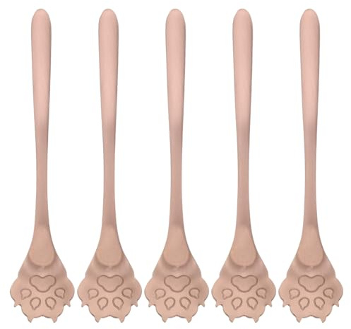 CATIEBYE 5pcs Paw Shaped Stainless Stirring Spoon Dessert Spoon Novelty Teaspoon for Tea Desserts Ice Cream
