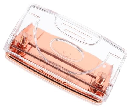 OFFIGAM Lochgerät Transparent Roségold Multifunktionaler Bürolocher für Papier Karten und Bastelprojekte Ergonomisches Design für Zuhause und Büro Praktisch und Handfreundlich