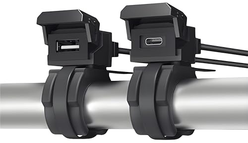 Lancoon Cargador USB-C Moto Dual Puerto QC3.0 30W IP66 Impermeable Kit con Soporte Manillar & Abrazadera Rápida 12-24V