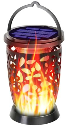 Lampes Solaires Extérieur,Lampe De Chemin À Flamme Vacillante - Lanterne Suspendable À Pétales Ajourées Pour Balcon Jardin Allée Patio Arrière-Cour Clôture Piscine