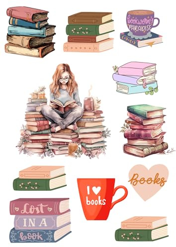Edible print Books Reading theme Cake topper set cake decorations wafer card NOT-PRECUT - Birthday - Retirement - Librarian