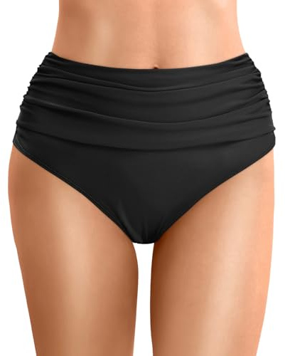 Bas De Maillot De Bain Femme Couleur Unie Culotte Taille Haute Maillot Bain Short Amincissant Slip Ventre Plat Bikini Triangle Gainant Culotte