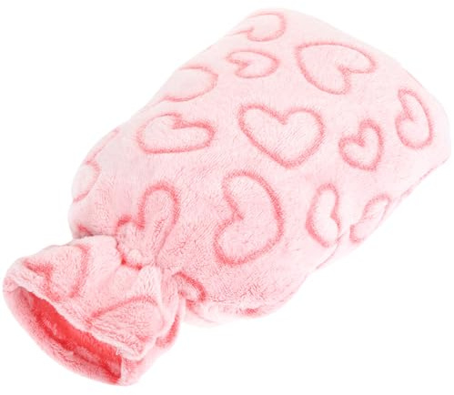 Veemoon Funda para Bolsa de Agua Caliente de 1l en Tela de Pelusa Rosa, Desmontable y Lavable, Diseño Decorativo y Funcional para Invierno