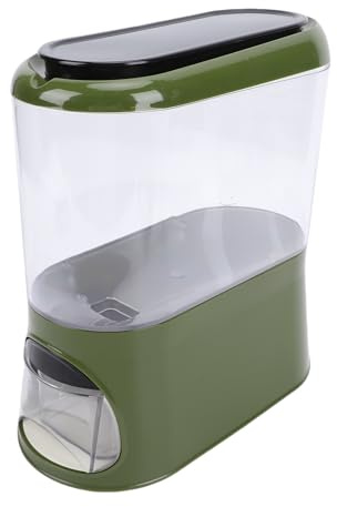 Sonew Risdispenser med Kopp, Förseglad Genomskinlig Torrmatsbehållare för Spannmålsbehållare för Skafferi Köksorganisation, PP-material, Stor Kapacitet, Utrymmesbesparande Design (Mörkgrön)