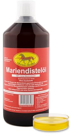 Mariendistelöl 1L Einzelfuttermittel für Pferde, Hunde & Katzen – Natürliche Nahrungsergänzung & kaltgepresst – Reich an Omega 6 und Vitamin E – inkl. Dosierkappe
