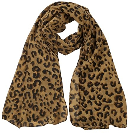 sourcing map Damen Chiffon Katzen Kätzchen Graffiti Stil Halswärmer Stola Schal Halstuch Braun
