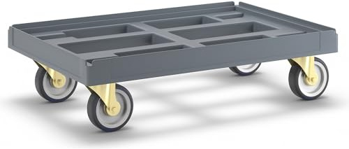 Certeo | Plateau roulant | L x l 610 x 410 mm | en polyéthylène HD | gris