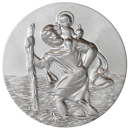 Richter Aluminium Plakette Relief 3D Heiliger Sankt Christophorus 38 mm