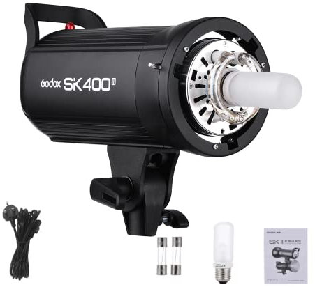 Godox SK400II Professional Compact 400Ws Studio Flash Strobe Light Built-in Godox 2.4G Wireless X System GN65 5600K with 150W Modeling Lamp for E-commerce Product Portrait Lifestyle Photography
