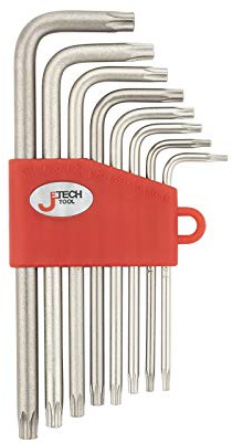 Jetech 8 piezas Juego llaves torx de Llaves Hexagonal Torx, llaves combinadas de hexágono de brazo largo, llaves allen Juego 8 llaves hexagonales torx largo de T9, T10, T15, T20, T25, T27, T30, T40