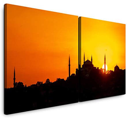 Paul Sinus Art GmbH Istanbul 120x60cm - 2 Wandbilder je 60x60cm Kunstdruck modern Wandbilder XXL Wanddekoration Design Wand Bild