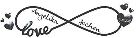 tjapalo® pkm480 Wandtattoo Schlafzimmer Paare Wohnzimmer Wandtatoo mit Namen und Kristallen Wandspruch Sprüche Liebe Ehe Hochzeitsdatum Wandaufkleber, Größe: B160xH40cm, Farbe: weiß