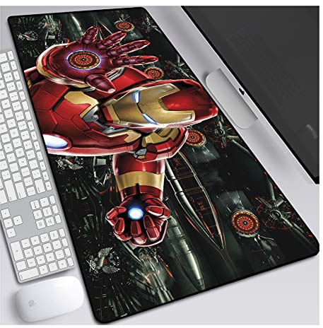 Mauspad Iron Man Anime Mauspad，Speed Gaming Mousepad 800x300mm，Mikrofaser Verbessert Geschwindigkeit und Präzision, rutschfest Gummierte Unterseite Waschbar Verschleißfest,Für Desktop PC, G