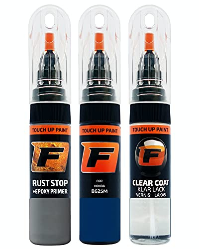 FIRANTO Kit de Pintura de Retoque Coche para Honda B625M Premium Crystal Blue, Set de Reparación de Rayones y Arañazos Incluye 15 ml Bolígrafo para Retocar Pintura Coche, Primer y Barniz