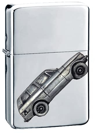 Classic British Car 4x4 2-Türer ref196 Zinn-Effekt Design auf einem Flip-Top-Benzinfeuerzeug, winddicht, Silber nachfüllbar