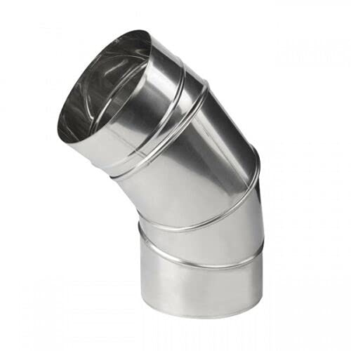 Stainless Steel Adjustable Elbow - 90, 45, 15 - Degree Chimney Liner Ducting Bend Pipe. (150mm), Silver