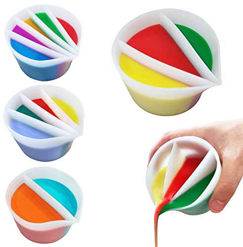 Kunyeah Split Cup for Paint Pouring, Fluid Art Acrylic Paint Pour Silicone Cup Resin Pouring DIY Making Painting Tools Drawing Accessories with Dividers