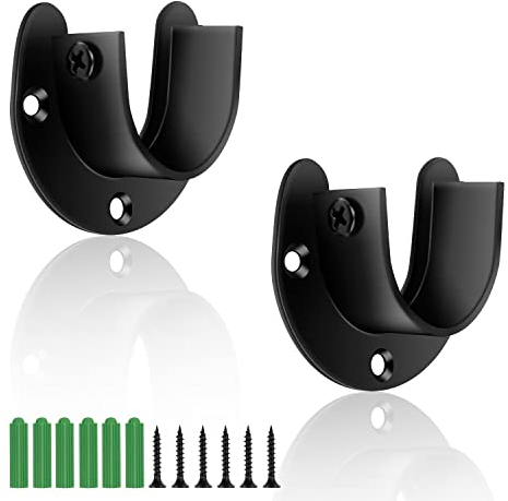 Rundrohr Halterung 32mm, DEANKEJI 2 Stück Schwarz Kleiderstange Schrank, Edelstahl Stangenhalterung, Kleiderstangenhalter für Wäscheständer, Gardinenstange