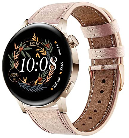 Rem kompatibel med Huawei Watch GT3/GT2 42 mm, läderrem ersättningsband för Galaxy Watch 7 6 5 4, 20 mm remmar för kvinnor/män, Läder