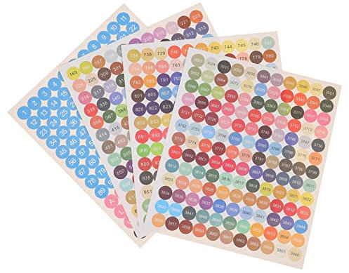 VICASKY Lot de 4 autocollants avec numéros de couleur - Autocollants numérotés diamant + peinture + + liste de marché aux - Étiquettes de prix en latex - Liant à pois - Diamonds papier