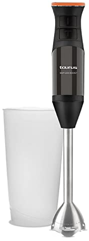 Taurus Bapi 1200 Rocket - Batidora de mano, 1200W, regulador de 20 velocidades ajustable, cuchillas de acero inoxidable, pica hielo, Turbo Rotation System, agarre soft-touch, libre BPA, vaso medidor