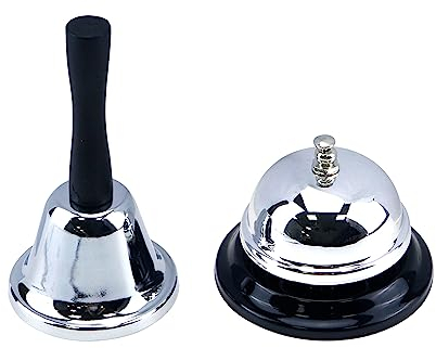 Meprotal Handglocke und Rufglocke, Klingelglocke mit Griff, 6,3 cm Handglocke mit 8,4 cm Durchmesser Schreibtischglocke Service-Glocke für Klassenzimmer, Restaurants, Hotels, Krankenhäuser, Lager – 2