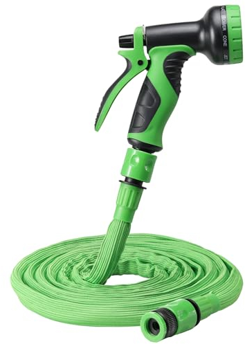 Navaris Flexibler Gartenschlauch 3,75-7,5m - mit 10 Funktionen Brause und Schnelladaptern - Wasserschlauch flexibel dehnbar - Wasser Garten Schlauch