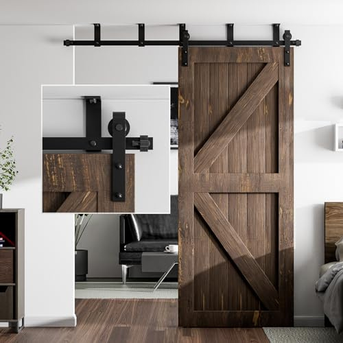 AONAYIOA 152CM/5FT Schiebeschienen Hardware Kit für Scheunentor Schiebeschienen, Deckenmontagehalterung für Deckenschiebetür Kit, Hängeschienen Schiebetür Hakenplatte (Schwarz, 5FT)