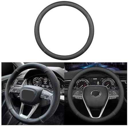 JNNJ Lenkradbezug Auto, Perforierter Lederbezug Für Das Lenkrad, Sport Anti Rutsch Universal Lenkradbezug, Lenkrad Abdeckung Echtes Leder Breathable Anti Slip(Klassisch)
